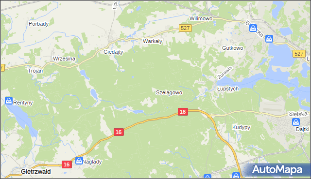 mapa Szelągowo, Szelągowo na mapie Targeo