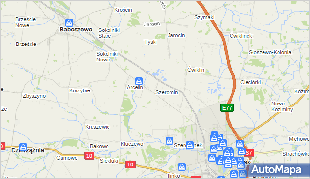 mapa Szeromin, Szeromin na mapie Targeo