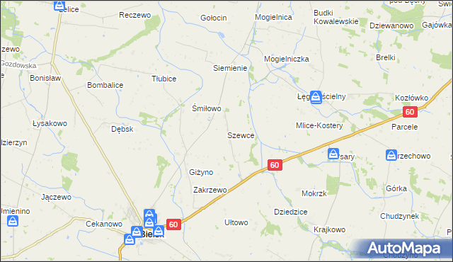 mapa Szewce gmina Bielsk, Szewce gmina Bielsk na mapie Targeo