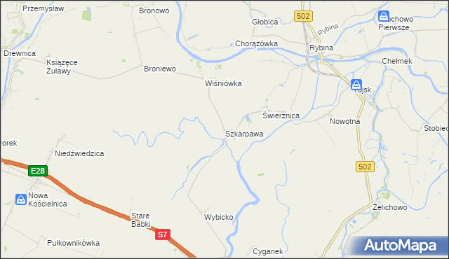 mapa Szkarpawa, Szkarpawa na mapie Targeo