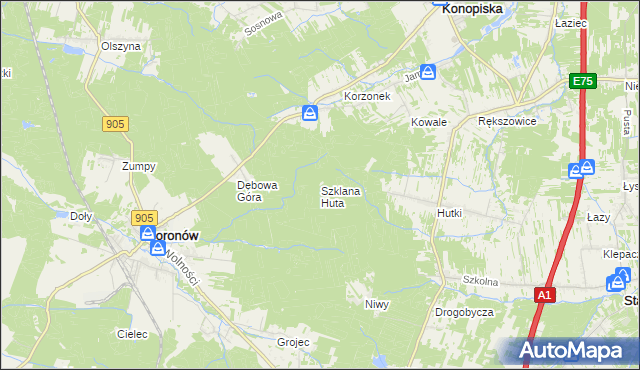 mapa Szklana Huta gmina Boronów, Szklana Huta gmina Boronów na mapie Targeo