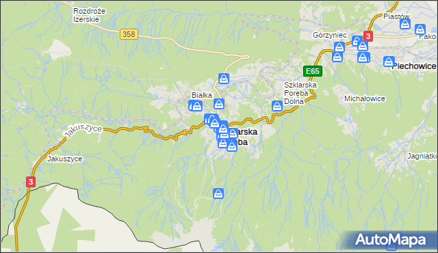 mapa Szklarska Poręba, Szklarska Poręba na mapie Targeo