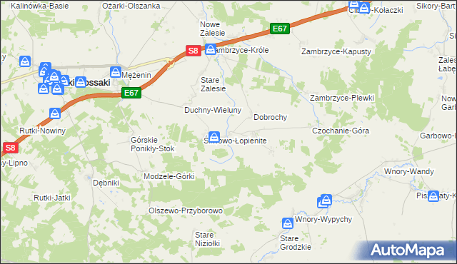 mapa Szlasy-Łopienite, Szlasy-Łopienite na mapie Targeo