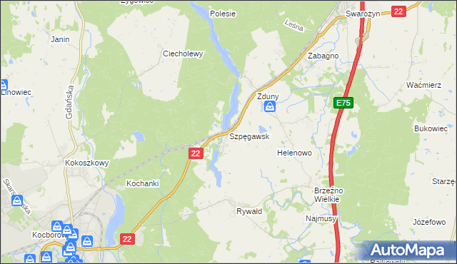 mapa Szpęgawsk, Szpęgawsk na mapie Targeo