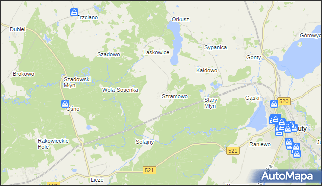 mapa Szramowo gmina Prabuty, Szramowo gmina Prabuty na mapie Targeo