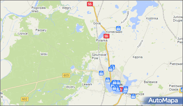 mapa Sztumskie Pole, Sztumskie Pole na mapie Targeo