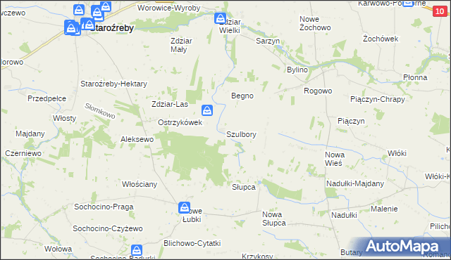 mapa Szulbory, Szulbory na mapie Targeo
