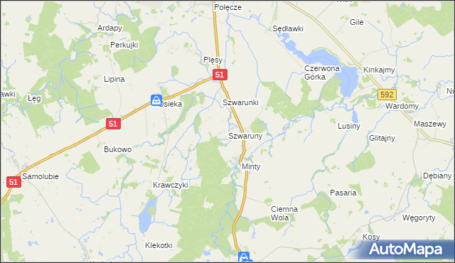 mapa Szwaruny, Szwaruny na mapie Targeo
