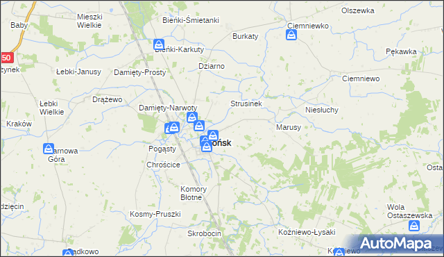 mapa Szwejki gmina Sońsk, Szwejki gmina Sońsk na mapie Targeo