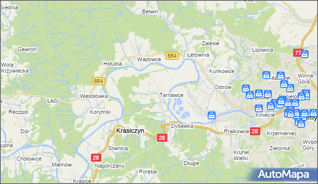 mapa Tarnawce, Tarnawce na mapie Targeo