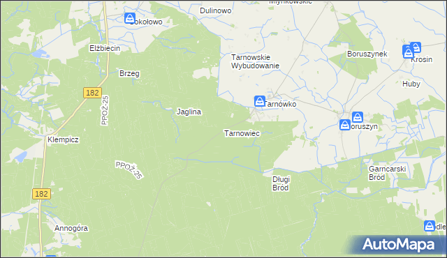 mapa Tarnowiec gmina Połajewo, Tarnowiec gmina Połajewo na mapie Targeo