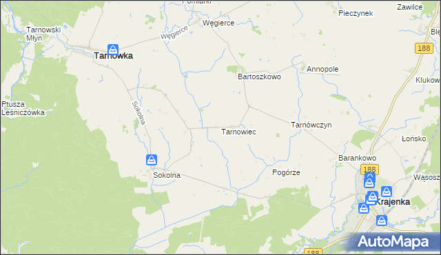 mapa Tarnowiec gmina Tarnówka, Tarnowiec gmina Tarnówka na mapie Targeo