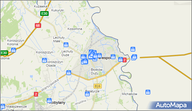 mapa Terespol powiat bialski, Terespol powiat bialski na mapie Targeo