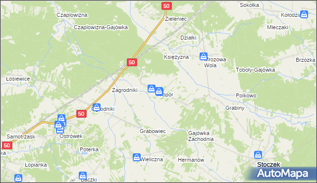 mapa Topór gmina Stoczek, Topór gmina Stoczek na mapie Targeo