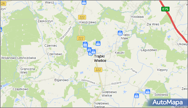 mapa Trąbki Wielkie, Trąbki Wielkie na mapie Targeo