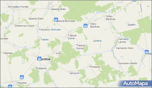 mapa Trębice Górne, Trębice Górne na mapie Targeo