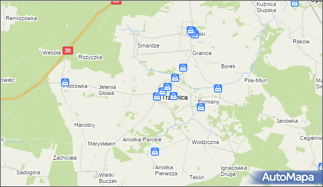 mapa Trzcinica powiat kępiński, Trzcinica powiat kępiński na mapie Targeo