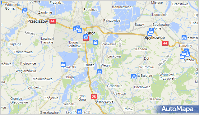 mapa Trzebieńczyce, Trzebieńczyce na mapie Targeo