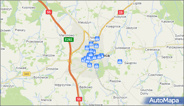 mapa Trzebnica, Trzebnica na mapie Targeo