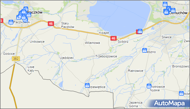 mapa Trzeboszowice, Trzeboszowice na mapie Targeo