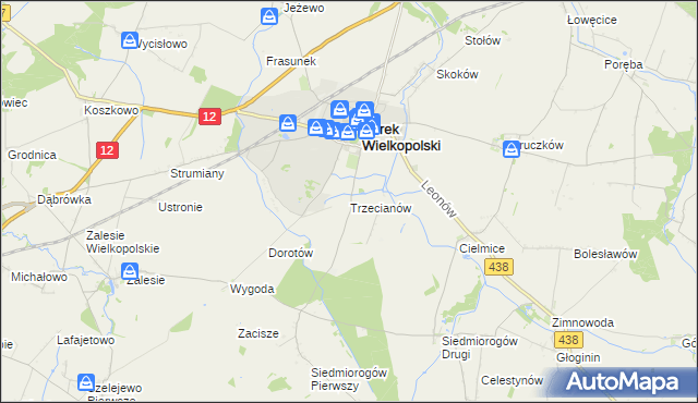 mapa Trzecianów, Trzecianów na mapie Targeo
