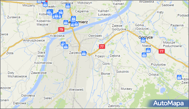 mapa Trześń gmina Gorzyce, Trześń gmina Gorzyce na mapie Targeo