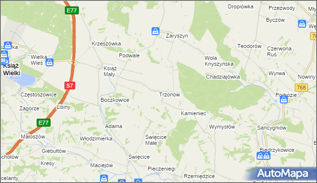 mapa Trzonów, Trzonów na mapie Targeo