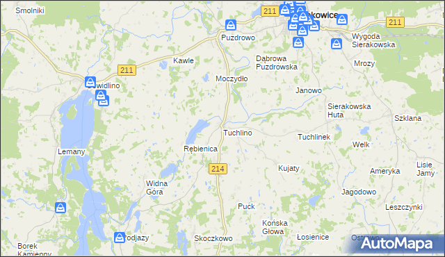 mapa Tuchlino, Tuchlino na mapie Targeo