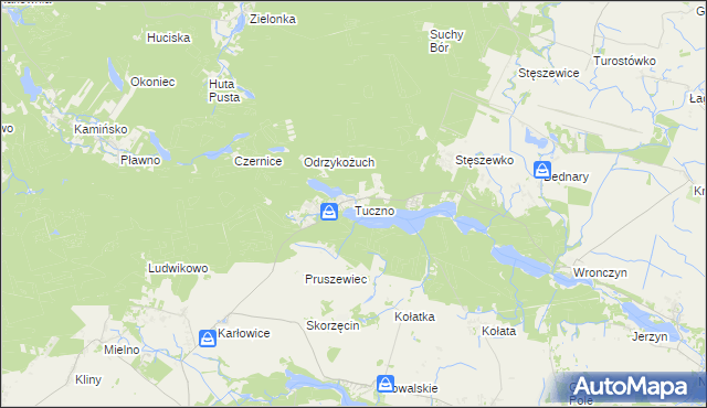 mapa Tuczno gmina Pobiedziska, Tuczno gmina Pobiedziska na mapie Targeo