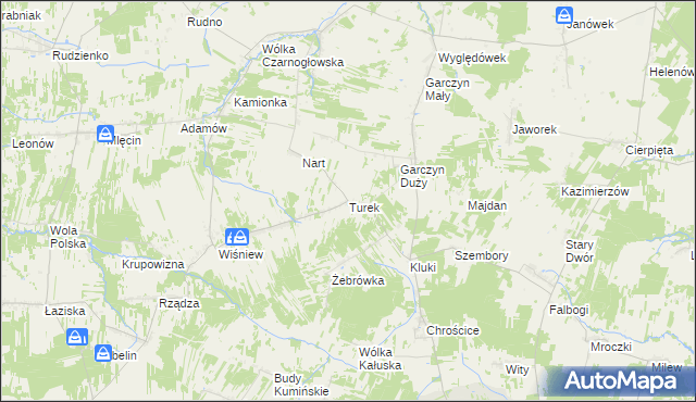 mapa Turek gmina Jakubów, Turek gmina Jakubów na mapie Targeo