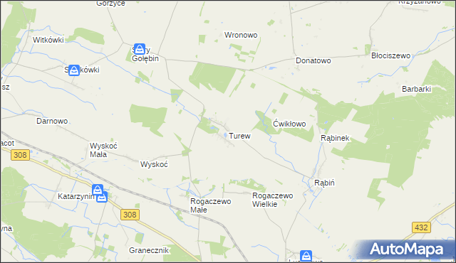 mapa Turew, Turew na mapie Targeo