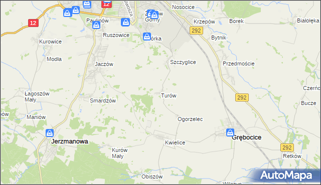 mapa Turów gmina Głogów, Turów gmina Głogów na mapie Targeo