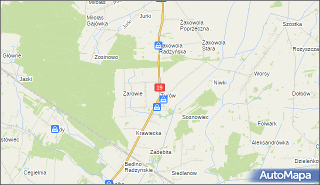 mapa Turów gmina Kąkolewnica, Turów gmina Kąkolewnica na mapie Targeo