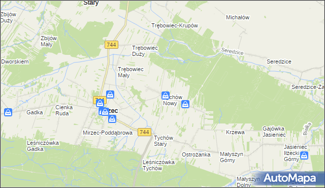 mapa Tychów Nowy, Tychów Nowy na mapie Targeo