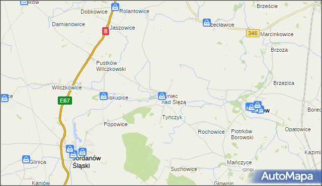 mapa Tyniec nad Ślęzą, Tyniec nad Ślęzą na mapie Targeo
