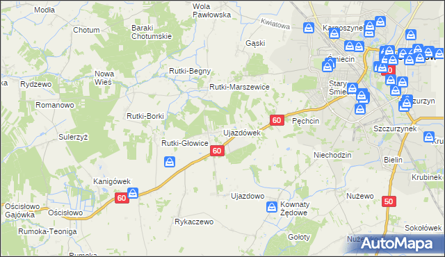 mapa Ujazdówek gmina Ciechanów, Ujazdówek gmina Ciechanów na mapie Targeo