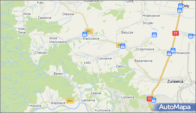 mapa Ujkowice, Ujkowice na mapie Targeo