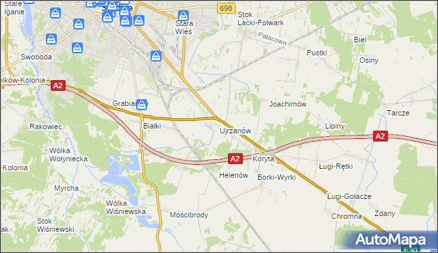 mapa Ujrzanów, Ujrzanów na mapie Targeo