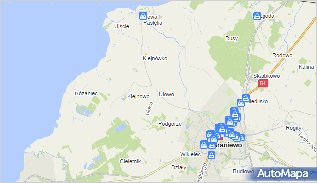 mapa Ułowo, Ułowo na mapie Targeo