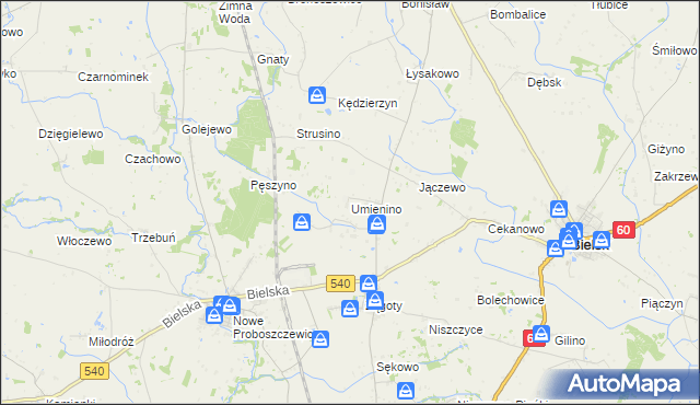 mapa Umienino, Umienino na mapie Targeo
