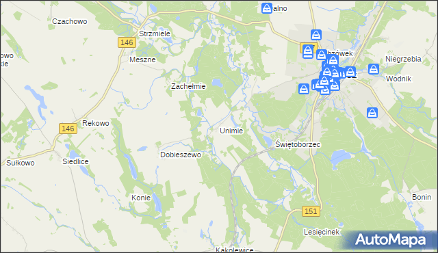 mapa Unimie, Unimie na mapie Targeo