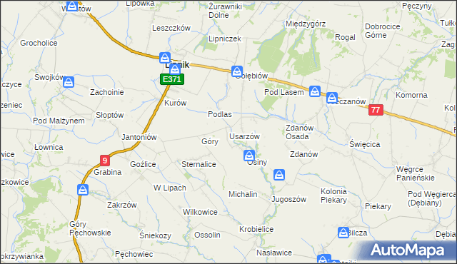 mapa Usarzów, Usarzów na mapie Targeo
