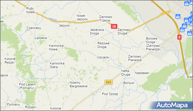 mapa Uścianki gmina Augustów, Uścianki gmina Augustów na mapie Targeo