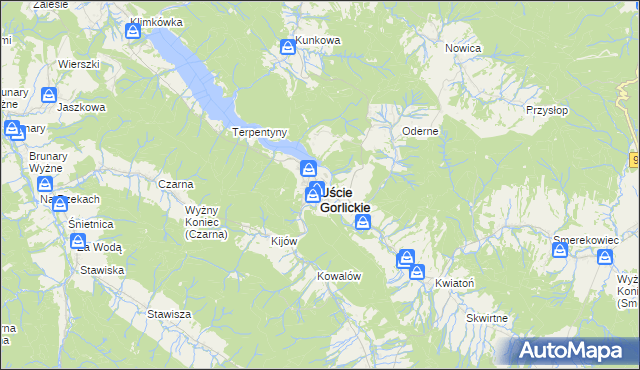 mapa Uście Gorlickie, Uście Gorlickie na mapie Targeo