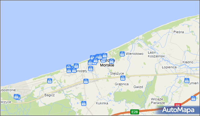 mapa Ustronie Morskie, Ustronie Morskie na mapie Targeo