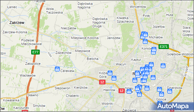 mapa Wacyn, Wacyn na mapie Targeo