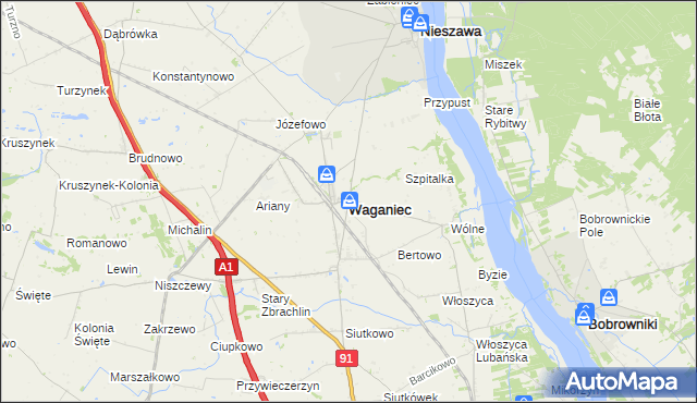 mapa Waganiec, Waganiec na mapie Targeo