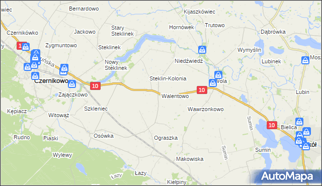 mapa Walentowo gmina Kikół, Walentowo gmina Kikół na mapie Targeo