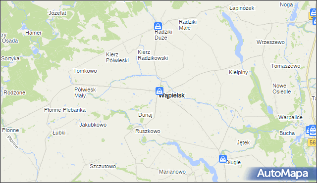 mapa Wąpielsk, Wąpielsk na mapie Targeo