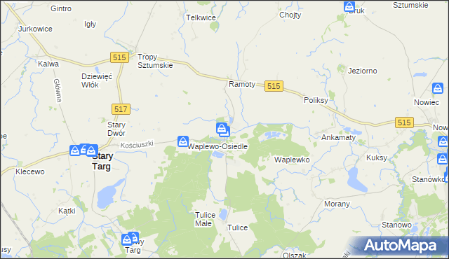 mapa Waplewo Wielkie, Waplewo Wielkie na mapie Targeo